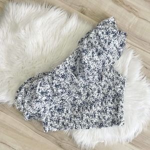 Vici Speckled Floral Crinkle Soft Asymmetrical One Shoulder Top XL New